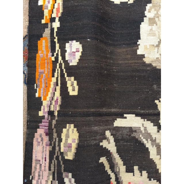Vintage Caucasian Karabagh Kilim, Floral wreath Design, Handwoven Wool, 5' x 14' For Sale - Image 17 of 17
