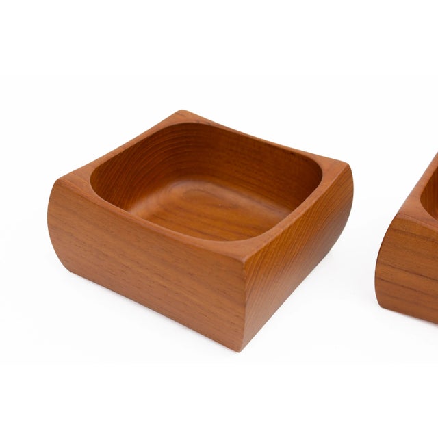 Sculpted Solid Teak Bowls by Sowe Konst Sweden - a Pair For Sale - Image 6 of 9