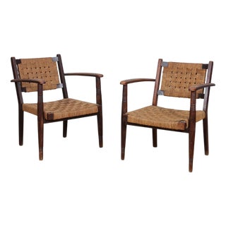 Set of Rope Armchairs in the style of Audoux and Minet, 1950 For Sale