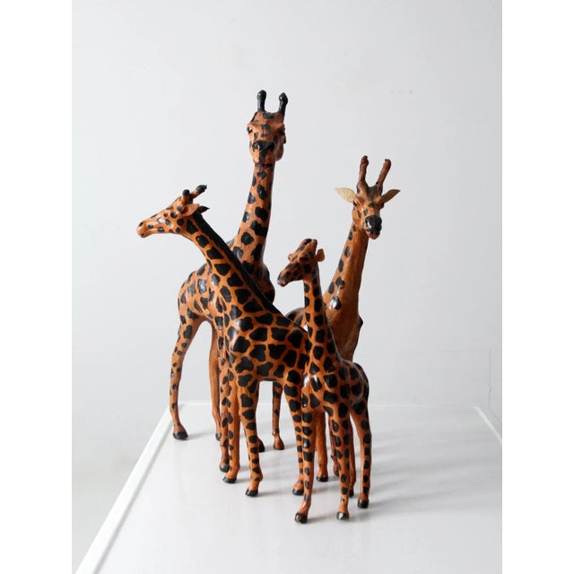 Vintage Leather Giraffe Sculptures - Set of 4 For Sale - Image 6 of 11