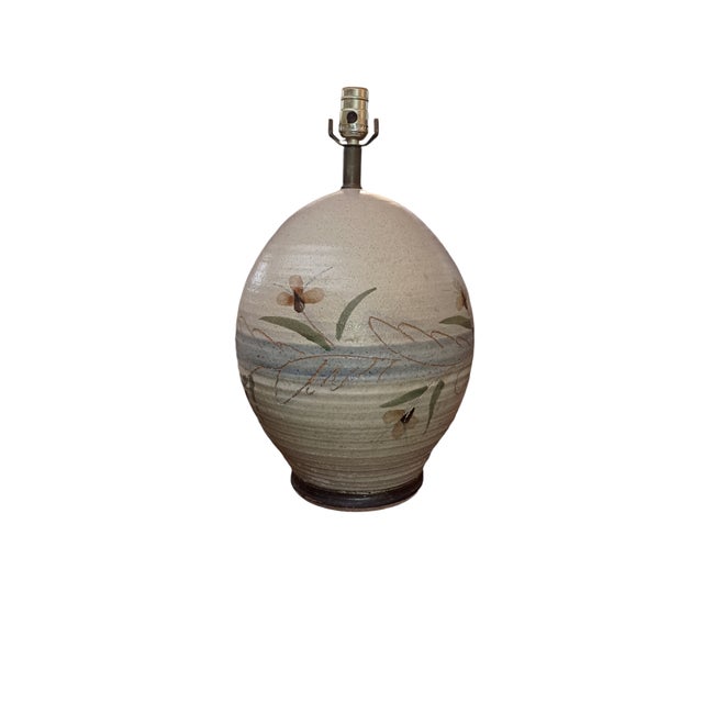 Mid-Century Modern Set of 2 Vintage 1960's Handcrafted Stoneware Table Lamps For Sale - Image 3 of 11