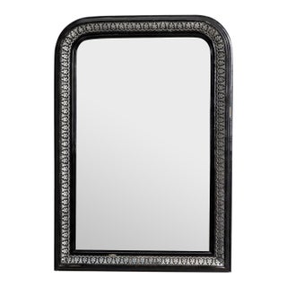 19th Century France Napoleon III Black Wood Mirror For Sale