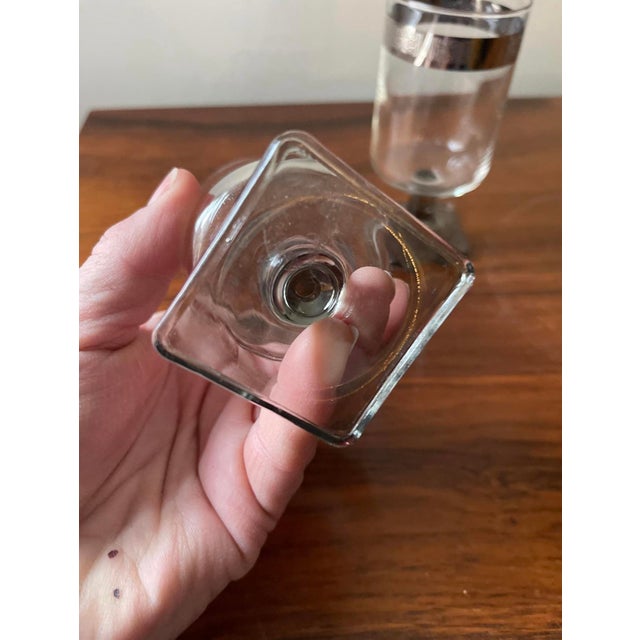 Glass Mid 20th Century Mid Century Modern Barware Linear Smoke Berlin Cordial Glasses - A Pair For Sale - Image 7 of 8