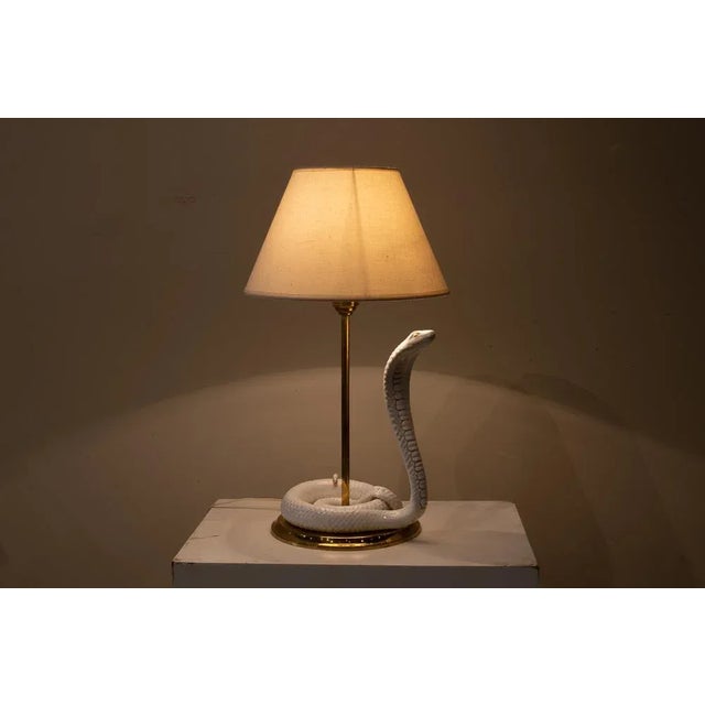 White Porcelain Table Lamp attributed to Tommaso Barbi, Italy, 1970s For Sale - Image 10 of 11