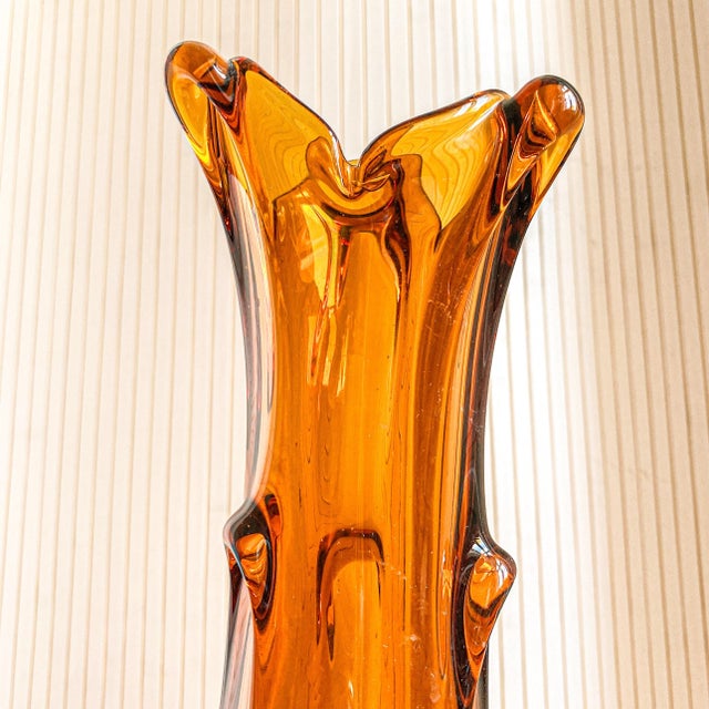 Sękacz Cognac Glass Vase from Huta Szkła Ząbkowice, Poland, 1970s For Sale - Image 4 of 6