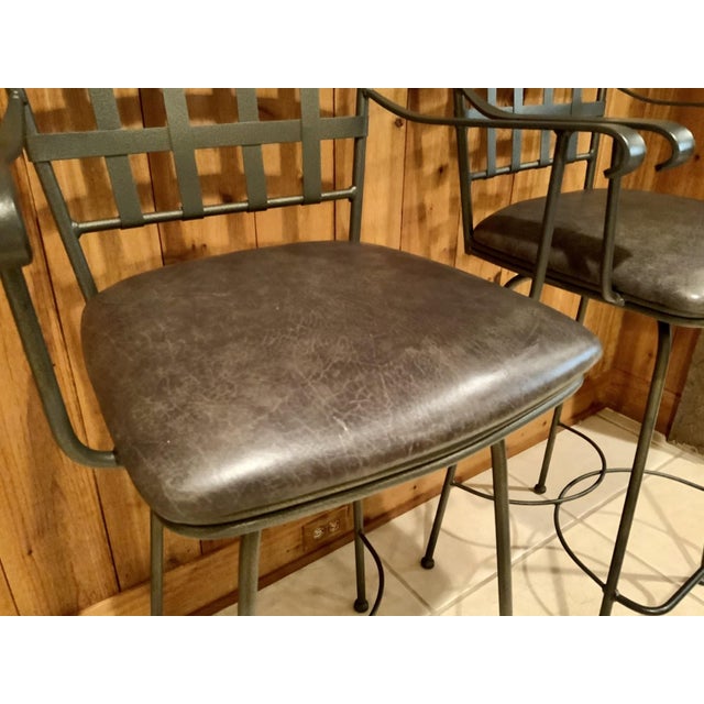 Metal Vintage Charleston Forge Swivel Kitchen Counter/Barstools—A Pair For Sale - Image 7 of 12