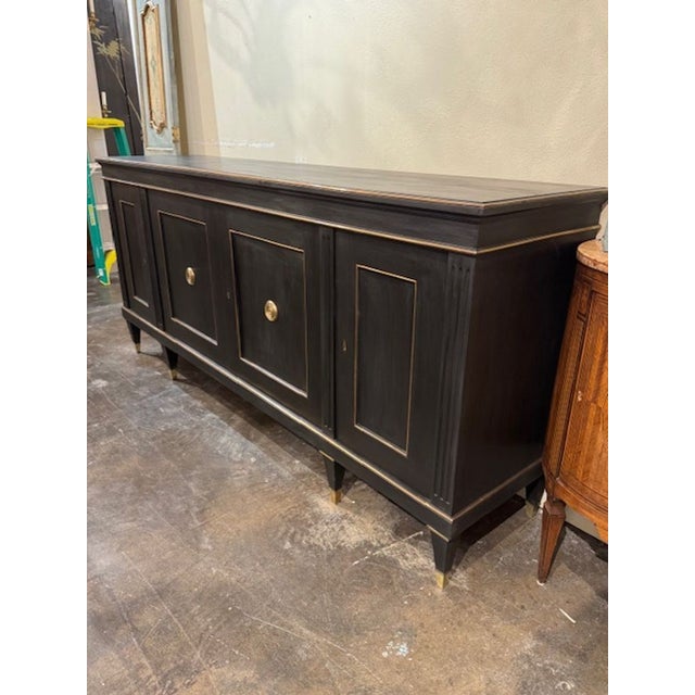 Traditional French Black Side Board For Sale - Image 3 of 7