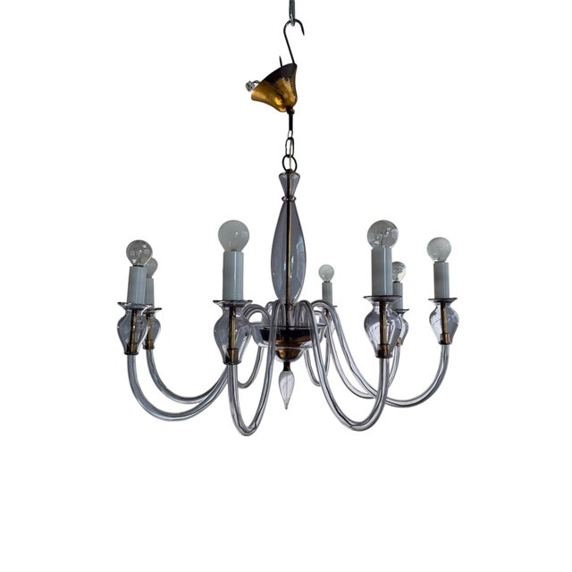 Metal 8-Arm Chandelier attributed to Flavio Poli for Seguso, 1960s For Sale - Image 7 of 7