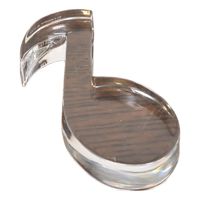 Tiffany & Co. Crystal Glass Musical Note Paperweight For Sale