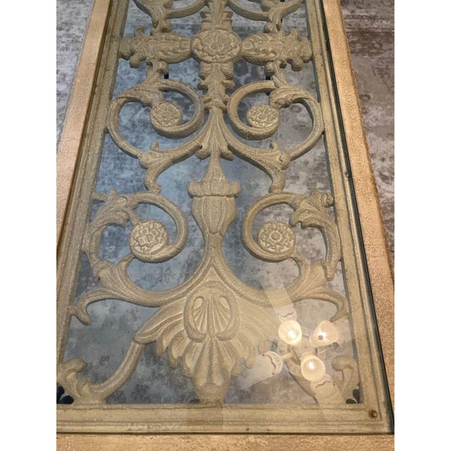 Beige Vintage Mediterranean Maitland Smith Cast Stone & Wrought Iron Console Table For Sale - Image 8 of 8