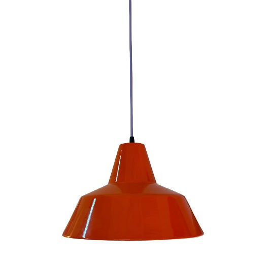 Industrial Hanging Lamp in Orange-Red Enamel by Louis Poulsen For Sale