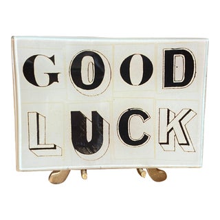 John Derian Decoupaged "Good Luck" Tiny Tray, Signed For Sale