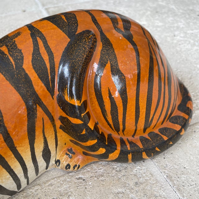 Large Vintage Tiger Ceramic From Italy For Sale In Miami - Image 6 of 12
