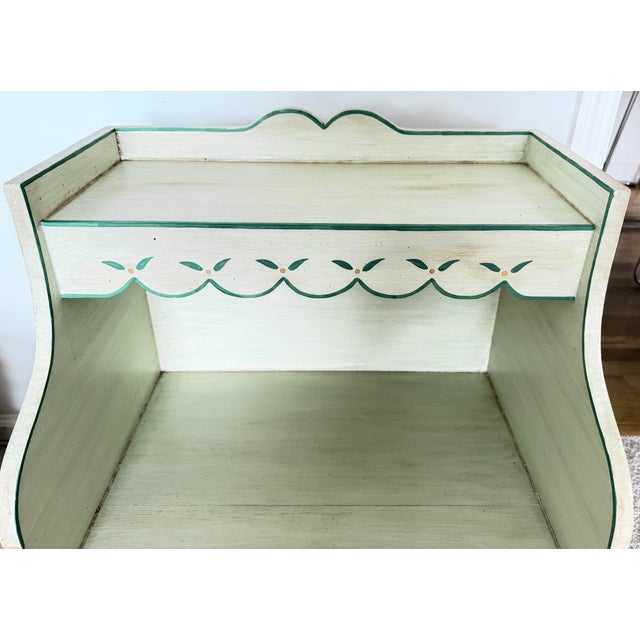 1980s Hand Painted Light Sage Green Bedside Table for Child's Room For Sale - Image 5 of 11