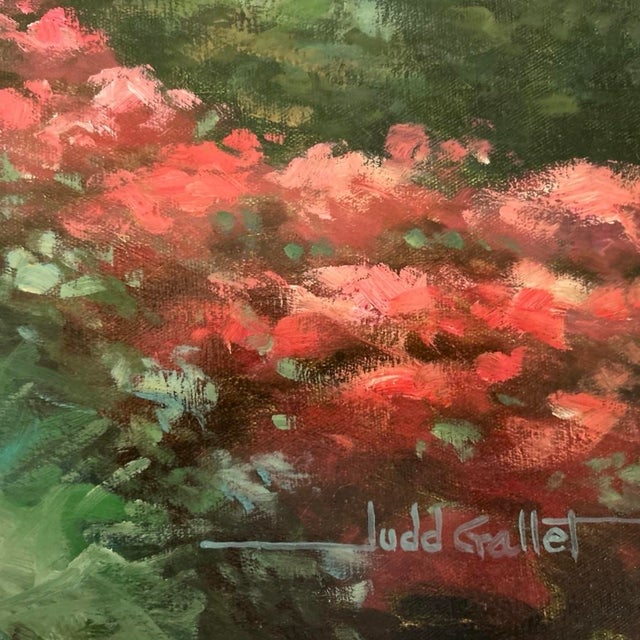 Mid 20th Century Judd Gallet Landscape Oil Painting Canvas Impressionist Style Lush Garden Signed For Sale - Image 4 of 13