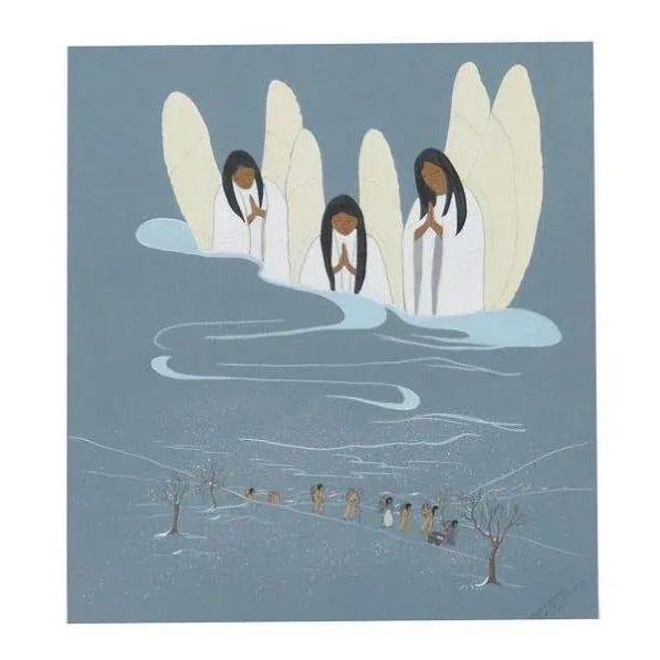 American Original Signed "Guardian Angels, Trail of Tears" by Nadine Marler 20th Century Cherokee, 1975 For Sale - Image 3 of 4