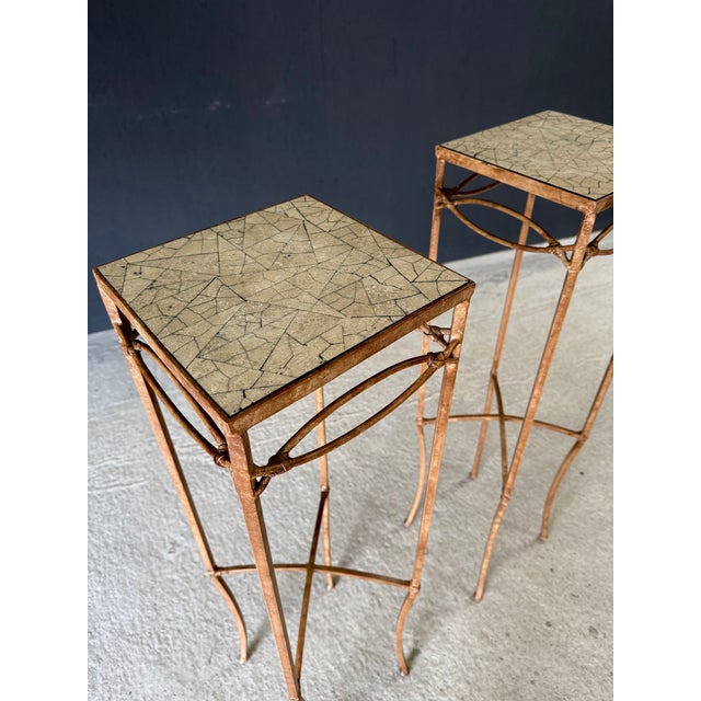 Handcrafted High Pedestal Table Set, 1990s France, Set of 2 For Sale - Image 9 of 18