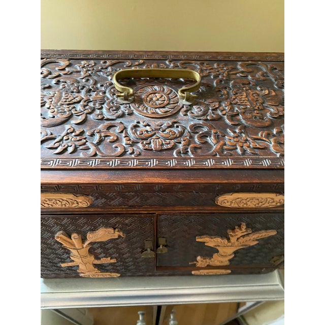 Late 19th Century Hand Carved Chinese Rosewood Jewelry Box For Sale - Image 4 of 4