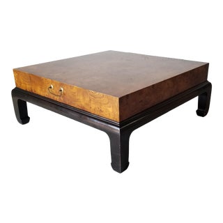 Vintage Burl Wood Asian Style Coffee Table by Hekman For Sale