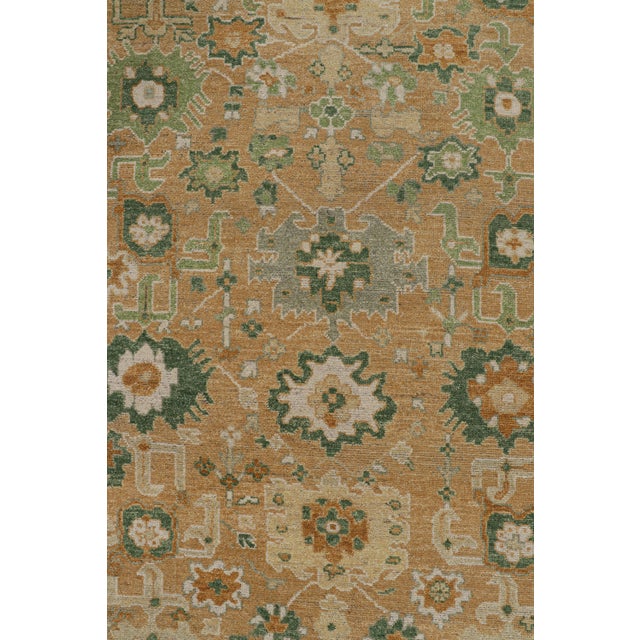 Rug & Kilim’s Oushak Style Rug in Beige-Brown and Green Floral Patterns For Sale In New York - Image 6 of 7