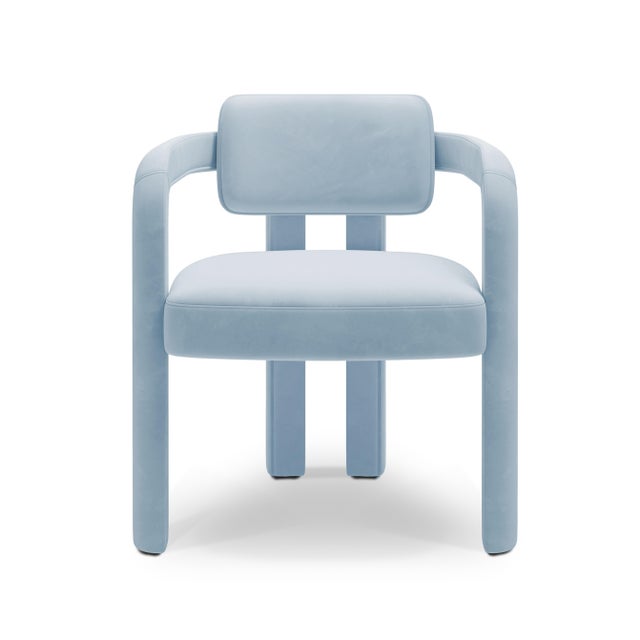 Double Arch Dining Chair in Baby Blue Cotton Velvet from Insidherland For Sale - Image 12 of 12