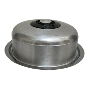 Vintage Midcentury Rotating Metal Cake Platter & Dome
