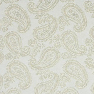 Schumacher Milena Paisley Fabric in Natural For Sale
