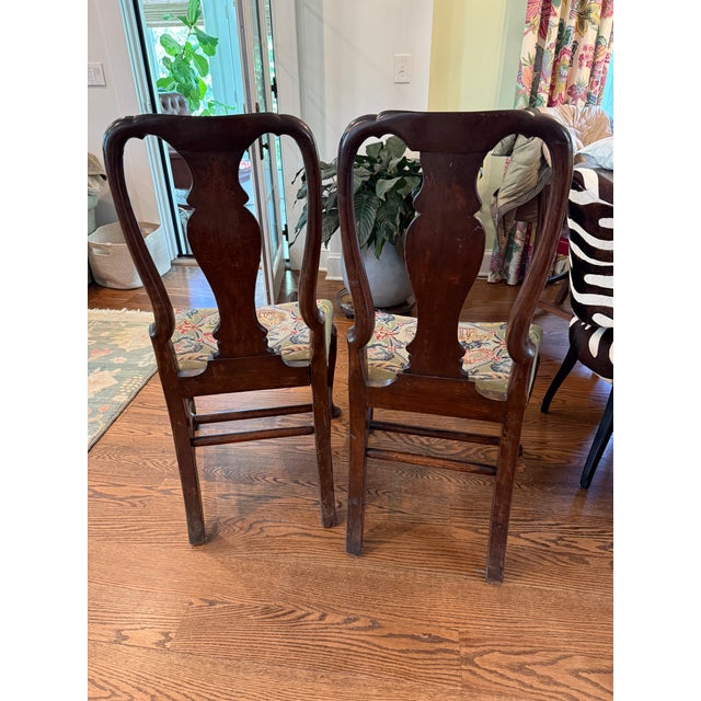 Pair of Late 20th Century Queen Anne Side Chairs With Needlepoint Seats For Sale - Image 4 of 5