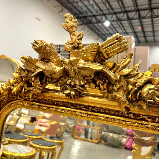 Glass Gold Birds Floor Mirror – 5 Ft Tall French Style For Sale - Image 7 of 10