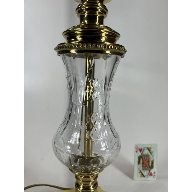 Neoclassical Brass and Hand Cut-Glass Traditional Table Lamp Vantage Sold without shade. In good working order.