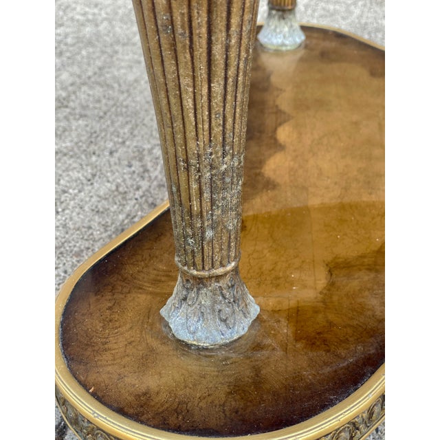 Vintage Italian Hollywood Regency Brass Gilded Glass Top End Table For Sale - Image 9 of 13