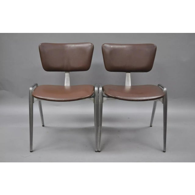 Mid-Century Modern Mid 20th Century Mid Century Modern Cast Aluminum Stacking Side Chairs by Crucible- a Pair For Sale - Image 3 of 11