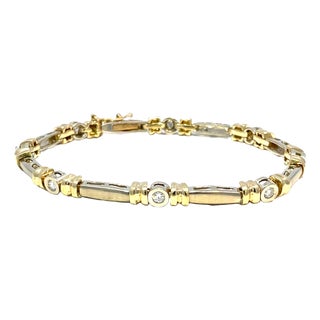 14k Two-Tone Gold Estate Diamond Bracelet For Sale