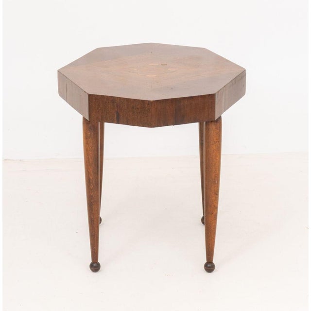 Wood Art Deco Marquetry Side Table For Sale - Image 7 of 7