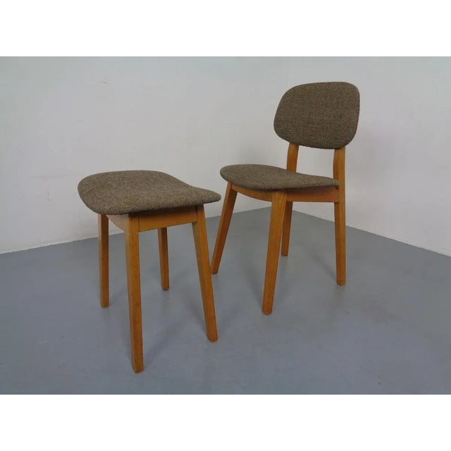 Mid-Century Modern Set of Beech Chair & Stool, 1960s For Sale - Image 3 of 18