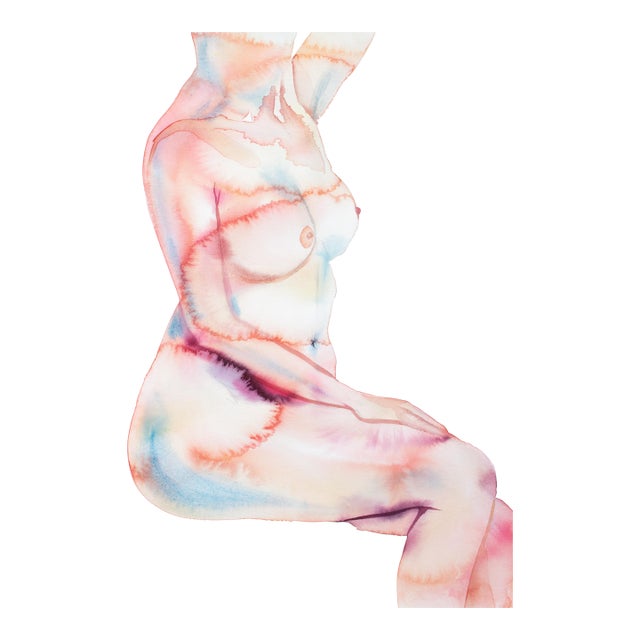 "Nude No. 127" Contemporary Original Nude Figure Watercolor Painting by Elizabeth Becker For Sale