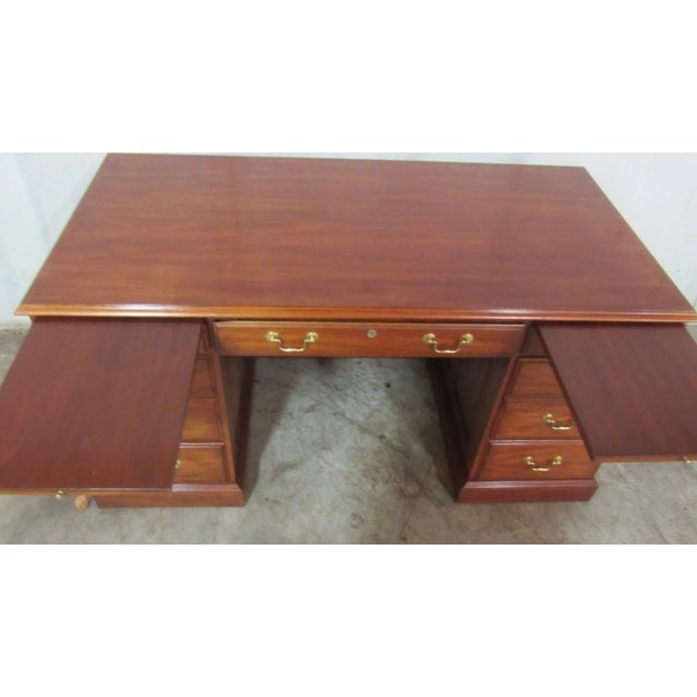Brown Late 20th Century Henkel Harris Moore Executive Desk Cherry Rare File Cabinet For Sale - Image 8 of 11