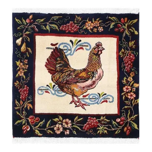 Ivory Color Hand Knotted Persian Isfahan Square