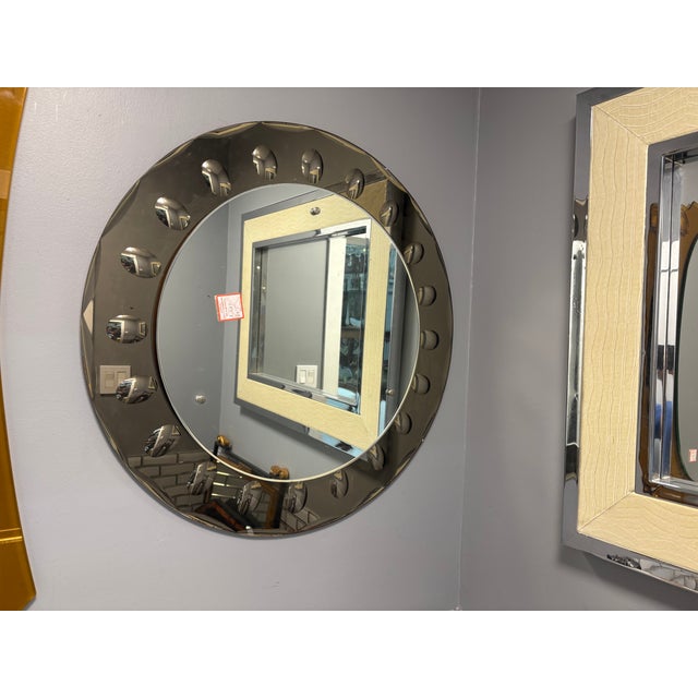 Crystal Arte 1960s Pair of Italian Modern Fontana Arte Inspired Mirrors For Sale - Image 4 of 11