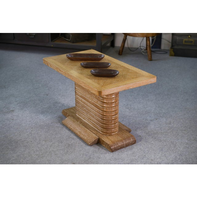 Oak Side Table attributed to Gaston Poisson, 1960s For Sale - Image 13 of 14