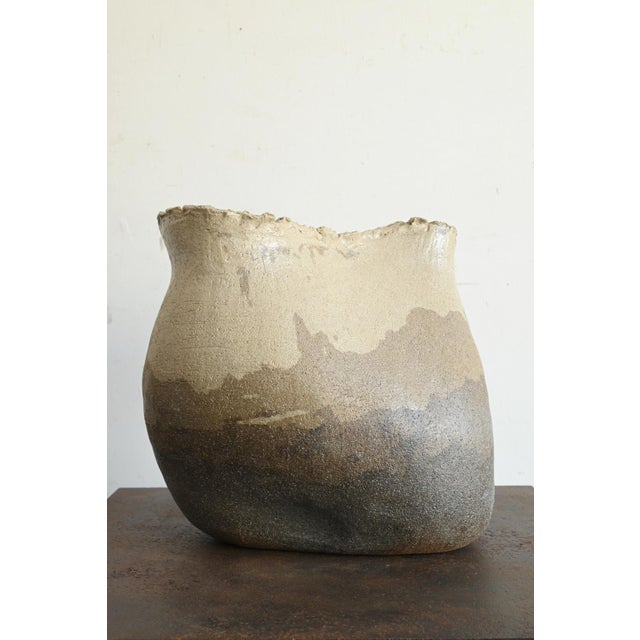 Japanese Contemporary Japanese Ceramic Vase / Sculptural Twisted Form / Abstract /Po391 For Sale - Image 3 of 17