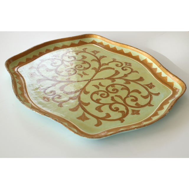 Italian Hand Painted Florentine Gilded Tray's S/2 For Sale - Image 4 of 5