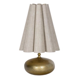 Regina Andrew Cassidy Mini Lamp, Flax Linen Scalloped Shade For Sale