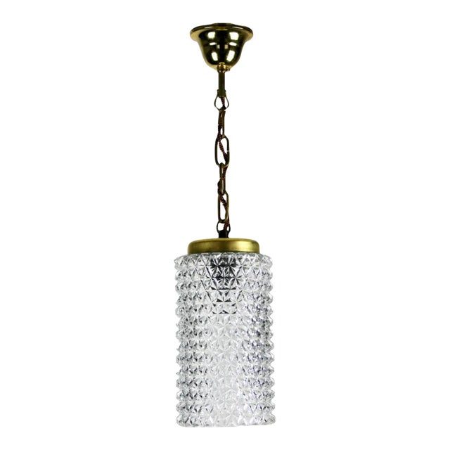 Crystal Glass Pendant Lamp, 1960s For Sale