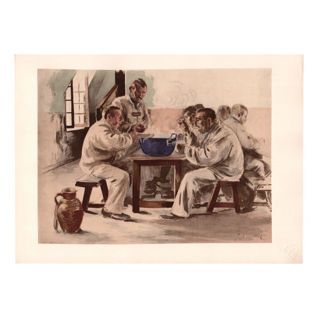 J. Baseilhac, La Soupe à la Chambrée, 1898, Original Lithograph For Sale