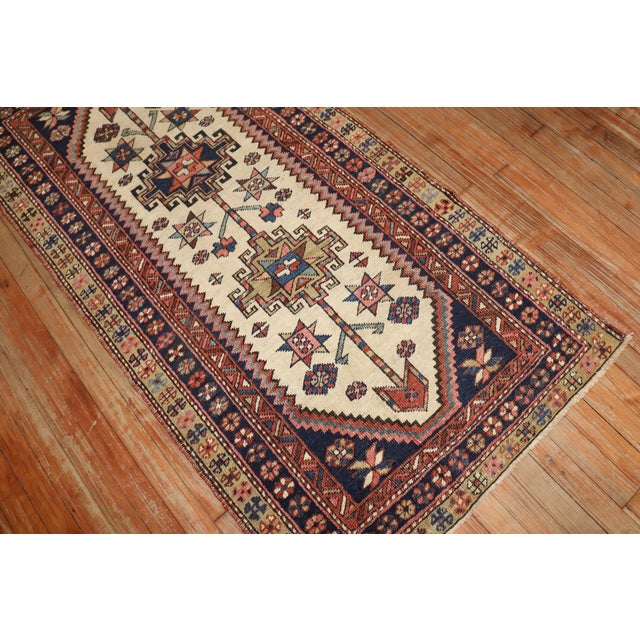 Early 20th Century Zabihi Collection Ivory Tribal Heriz Small Runner - 2'11" x 5'11" For Sale - Image 10 of 10