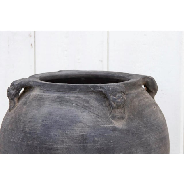 Rustic Gray Earthenware Pot For Sale In Los Angeles - Image 6 of 9