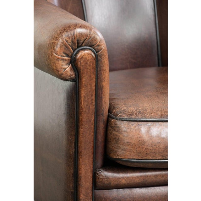 Vintage Sheepskin Club Chair in Leather For Sale - Image 11 of 16