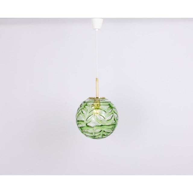 Black Large Green Murano Ball Pendant Light from Doria, Germany, 1970s For Sale - Image 8 of 10