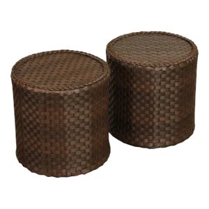 2010s Outdoor Wicker Patio Stools or Tables - A Pair